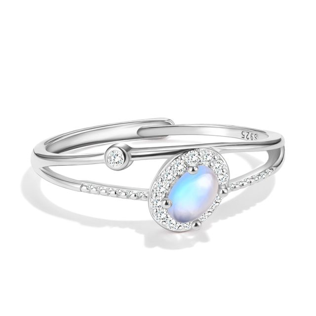 Blue Moonstone Oval Adjustable Rings