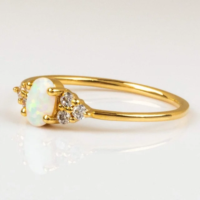 Sterling Silver  Opal   18k Gold Plated  Rings