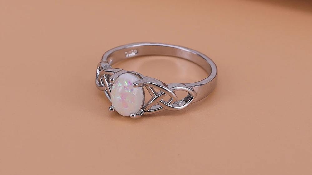 Silver Created Opal Stone Rings